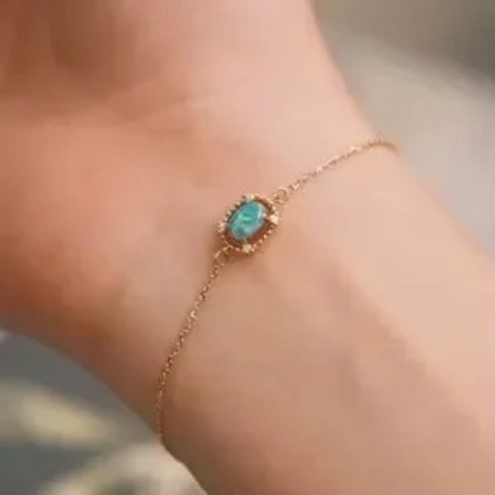 Elagant Gold Lace Blue Luxury Retro Oval Bracelet